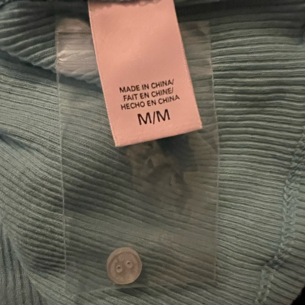 Victoria Secret Pajama Shirt Top Green Long Sleeve Ribbed, sz M - Picture 8 of 8